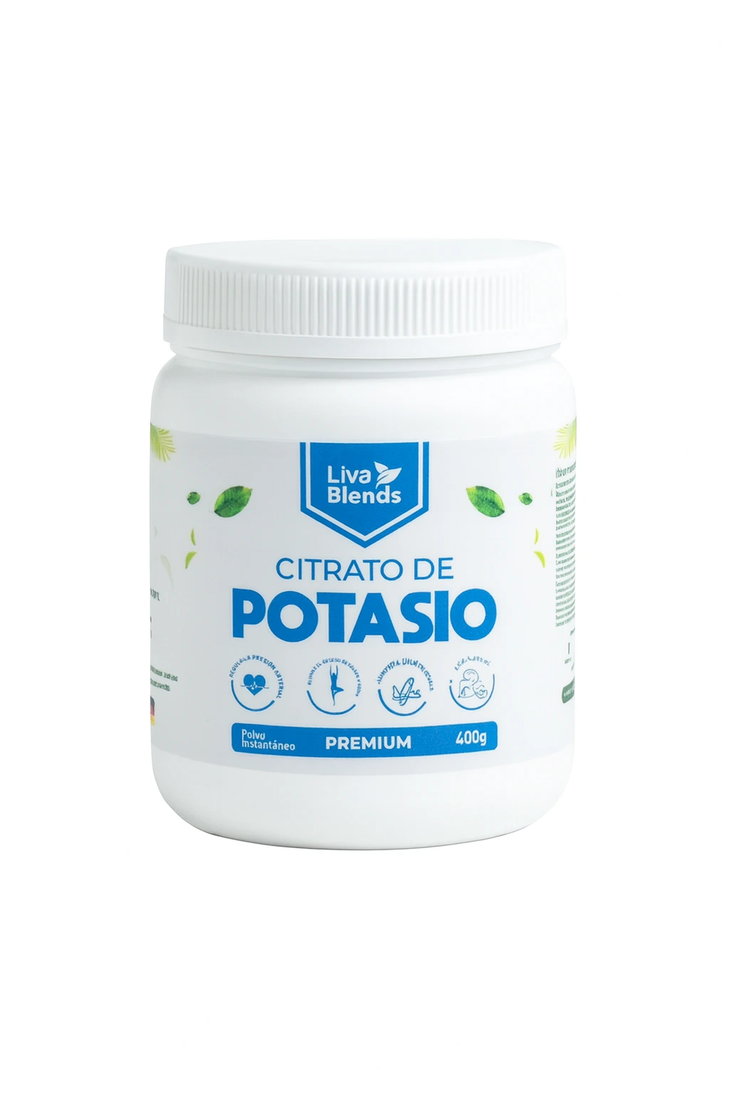 Presentación referencial de citrato de potasio Liva de 400 g