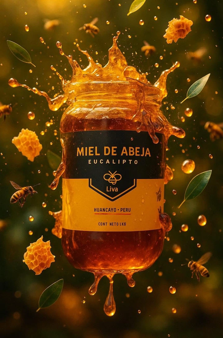 Presentación referencial de miel de eucalipto Liva