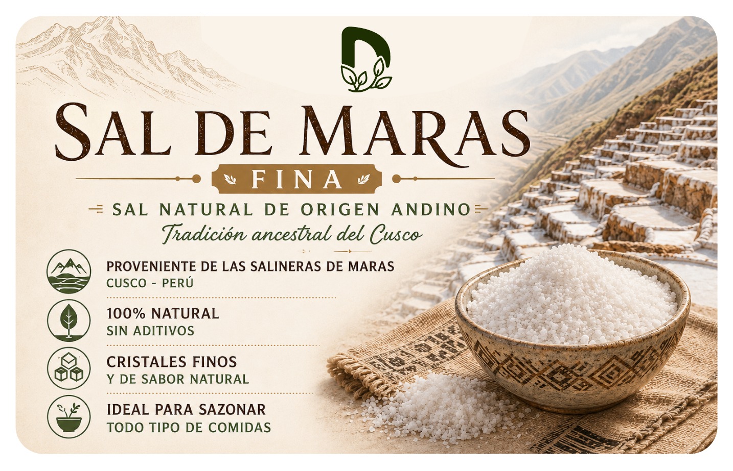 Sal de Maras fina, regalo exclusivo adicional de 150 gramos